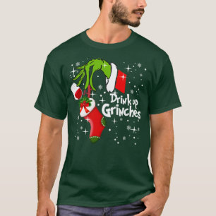 Rode Wijn Drink Omhoog Grinches Funny Christmas T-shirt