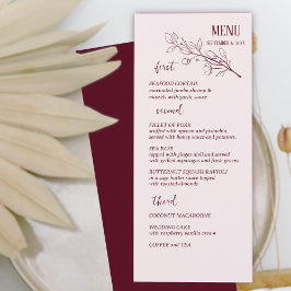 Rode Wijn Eenvoudige Boho Bloemen Bruiloft Menu