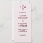 Rode Wijn Eenvoudige Boho Bloemen Huwelijk Program (Voorkant)