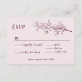 Rode Wijn Eenvoudige Boho Bloemen RSVP Informatiekaartje (Voorkant)