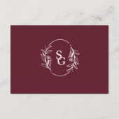 Rode Wijn Eenvoudige Boho Bloemen RSVP Informatiekaartje (Achterkant)