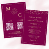 Rode Wijn Elegante QR Code Wedding Kaart
