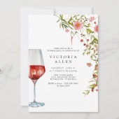 rode wijn | Elegante roze bloemrijke vrouwen verja Kaart (Voorkant)