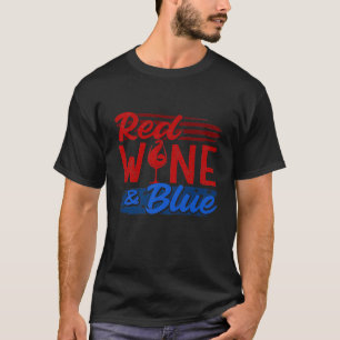 Rode wijn en blauw 4 juli Amerikaanse Drink PA T-shirt