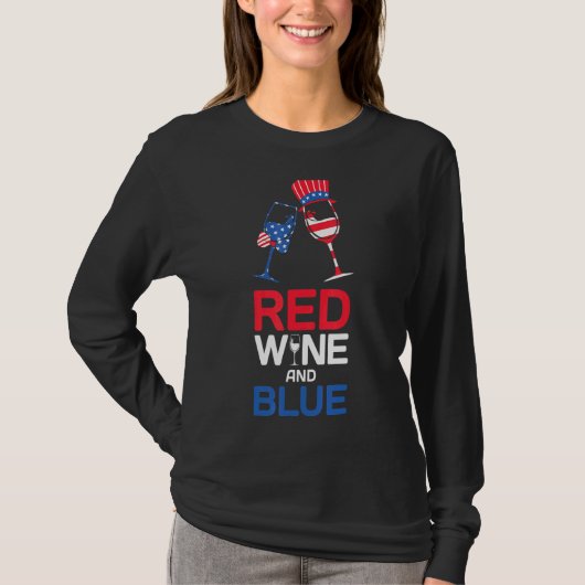 Rode wijn en blauw 4 juli Drink T-shirt (Voorkant)