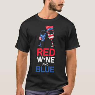 Rode wijn en blauw 4 juli Drink T-shirt