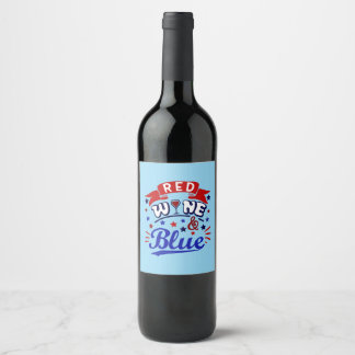 Rode wijn en blauw etiket