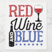 Rode wijn en blauw op 4 juli Drink Etiket (Enkel label)