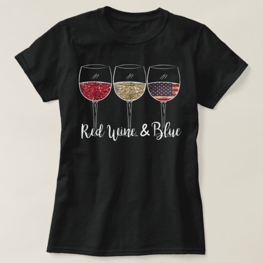 Rode wijn en blauw op 4 juli rood wit blauw t-shirt (Design voorkant)