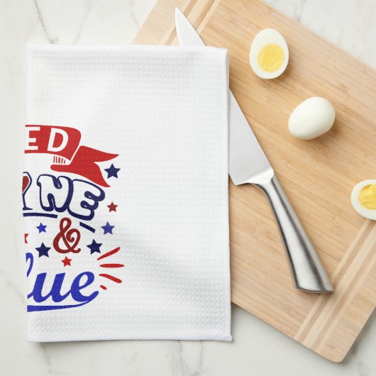 Rode wijn en blauw theedoek (Quarter Fold)