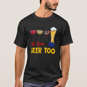 rode wijn en blauwe bier te 4 juli Drink T-shirt