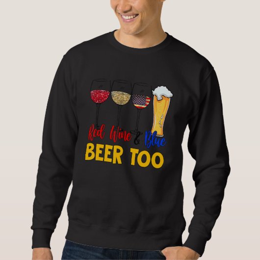 rode wijn en blauwe bier te 4 juli Drink Trui (Voorkant)