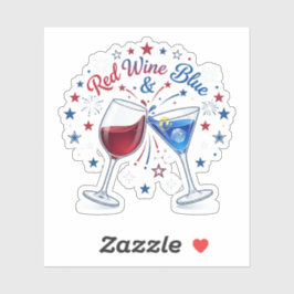 Rode wijn en blauwe grappige patriottische 4 juli sticker