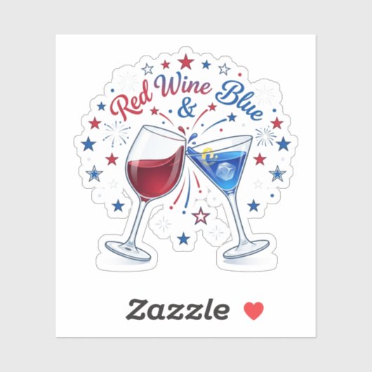 Rode wijn en blauwe grappige patriottische 4 juli sticker (Vel)