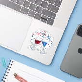 Rode wijn en blauwe grappige patriottische 4 juli sticker (Laptop met iPhone)