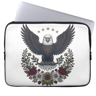 Rode wijn en blauwe patriottische wijnliefhebber laptop sleeve