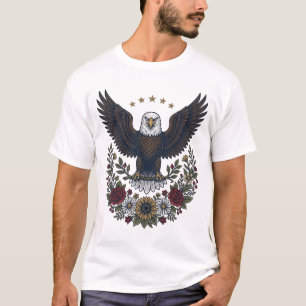 Rode wijn en blauwe patriottische wijnliefhebber t-shirt