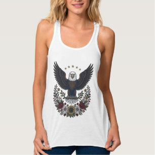 Rode wijn en blauwe patriottische wijnliefhebber tanktop