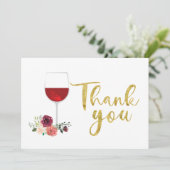 rode wijn en bloemen Hartelijk dank Bedankkaart (Staand voorkant)