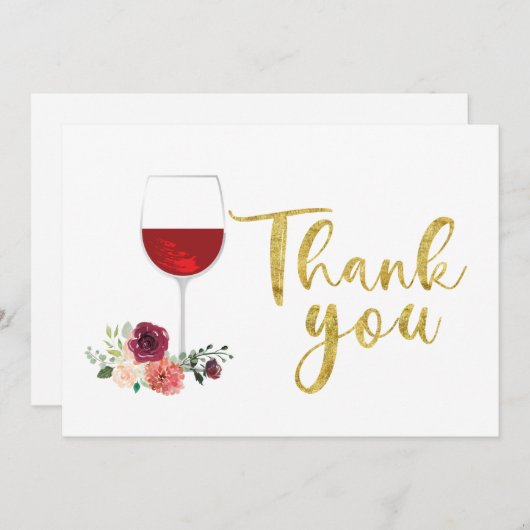 rode wijn en bloemen Hartelijk dank Bedankkaart (Voorkant / Achterkant)