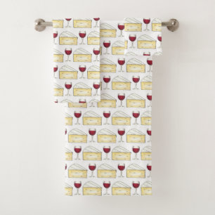 Rode wijn en brie kaas Merlot Cabernet Glass Food Bad Handdoek