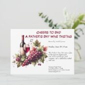 Rode wijn en druiven – Bewerkbare Vaderdag Kaart (Staand voorkant)