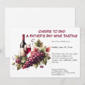 Rode wijn en druiven – Bewerkbare Vaderdag Kaart (Voorkant / Achterkant)