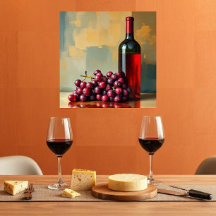 Rode wijn en druiven  canvas afdruk