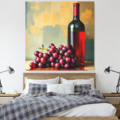 Rode wijn en druiven canvas afdruk (Insitu (Slaapkamer))