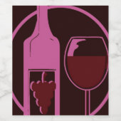 Rode wijn en druiven etiket (Enkel label)