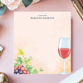 Rode wijn en druiven wijngaard gepersonaliseerde n notitieblok