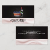 Rode wijn en druivenemmer | Zijden draperie Visitekaartje (Voorkant / Achterkant)