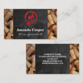 Rode wijn en fles | Leisteen en kurken Visitekaartje (Voorkant / Achterkant)