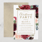 Rode wijn en gouden Lijst kerstfeest Kaart (Voorkant / Achterkant)