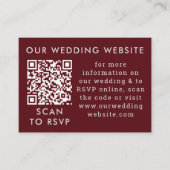 Rode wijn en grijze bruiloft QR Code Enclosure Kaa Informatiekaartje (Voorkant)