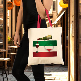 Rode wijn en Italiaanse vlag Tote Bag