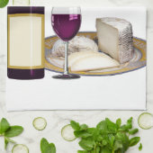 RODE WIJN EN KAAS, KOESLOVERS GIFT THEEDOEK (Gevouwen)