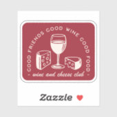 Rode wijn en kaas liefhebber esthetisch sticker (Vel)