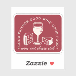 Rode wijn en kaas liefhebber esthetisch sticker