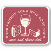Rode wijn en kaas liefhebber esthetisch sticker (Voorkant)