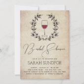 Rode wijn en Laurel Wreater  Vrijgezellenfeest Kaart (Voorkant)