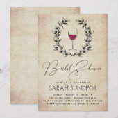 Rode wijn en Laurel Wreater  Vrijgezellenfeest Kaart (Voorkant / Achterkant)