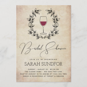 Rode wijn en Laurel Wreater Vrijgezellenfeest Kaart