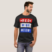 Rode wijn en miauw Drink 4 juli Pride Ameri T-shirt (Voorkant volledig)