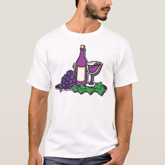 Rode wijn en Paarse druiven T-shirt (Voorkant)
