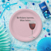 Rode wijn en pooldots op zaterdag papieren bordje (Feest)