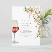 Rode wijn en roze bloementuin Vrijgezellenfeest Kaart (Staand voorkant)