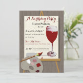 Rode wijn en schilderkunst kaart (Staand voorkant)