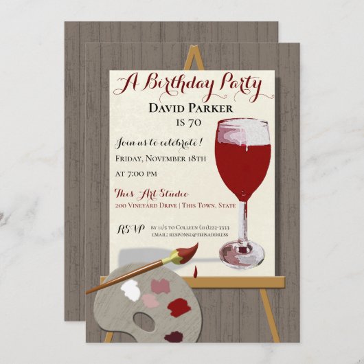 Rode wijn en schilderkunst kaart (Voorkant / Achterkant)