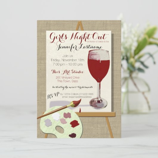 Rode wijn en schilderkunst kaart (Staand voorkant)